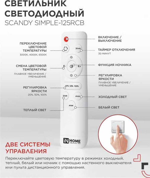 Потолочный светильник INhome Scandy Simple-125RCB / 4690612062136