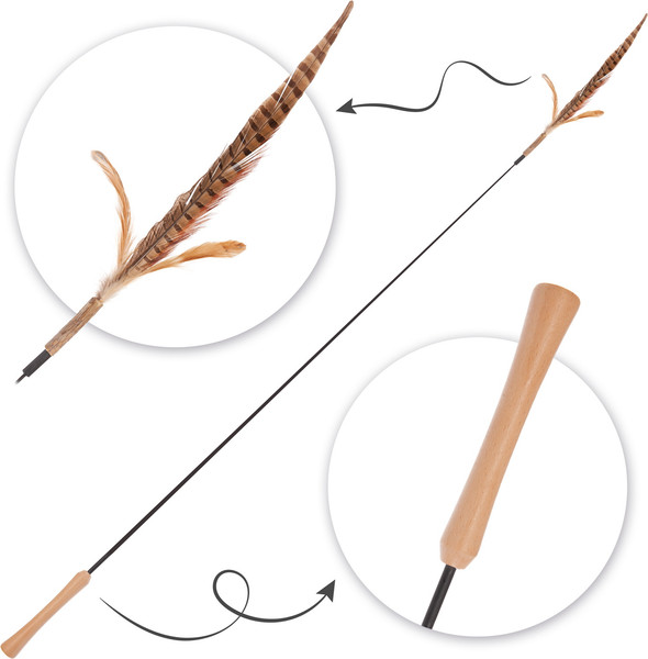 Игрушка для кошек ZooZooZoo Удочка-дразнилка. Перо Фазана / YM-30