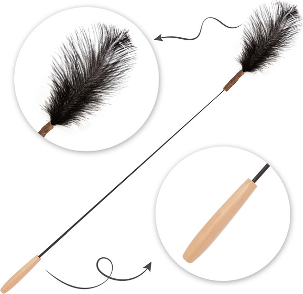 Игрушка для кошек ZooZooZoo Удочка-дразнилка. Перья Страуса / HM-28-B