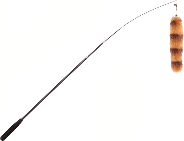 Игрушка для кошек ZooZooZoo Удочка-дразнилка. Хвост Енота / HM-19-A - фото
