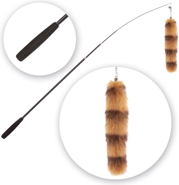 Игрушка для кошек ZooZooZoo Удочка-дразнилка. Хвост Енота / HM-19-A