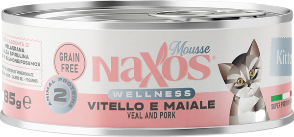 Влажный корм для кошек Adragna Naxos Kitten Паштет из Телятины и Свинины / 9102W/85M/NA  - фото