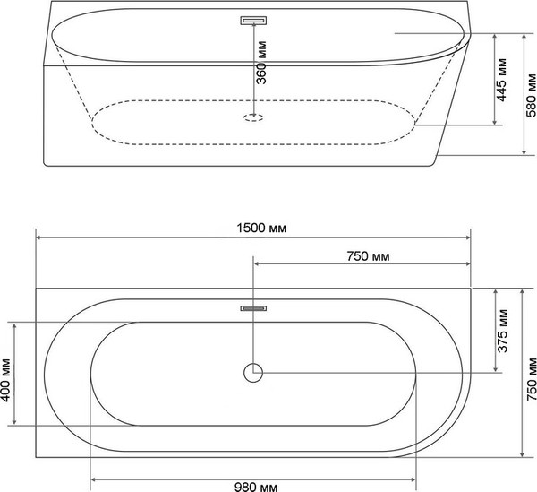 Ванна акриловая Grossman Cristal GR-2203L 150x75