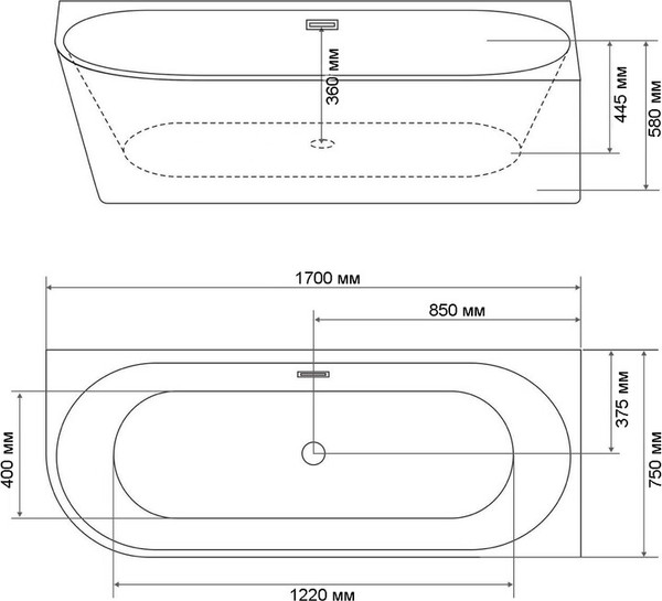 Ванна акриловая Grossman Cristal GR-2204R 170x75