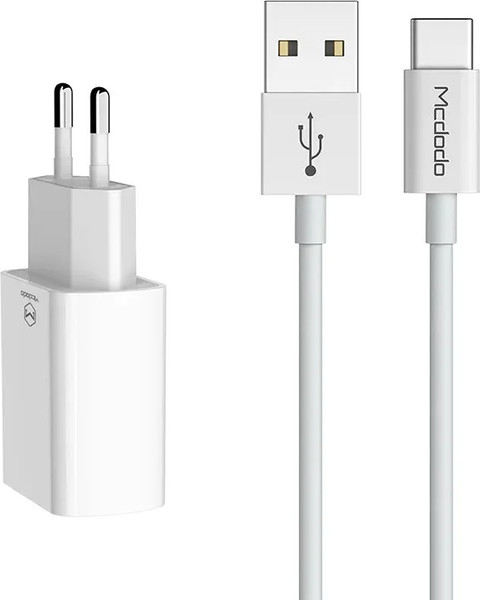 Зарядное устройство сетевое McDodo CH-6721 2 USB-A Charger(EU) + Type-C Cable - фото