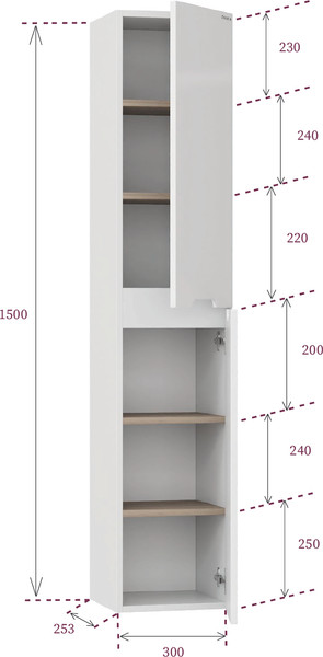 Шкаф-пенал для ванной Onika Айленд 30 / 403086