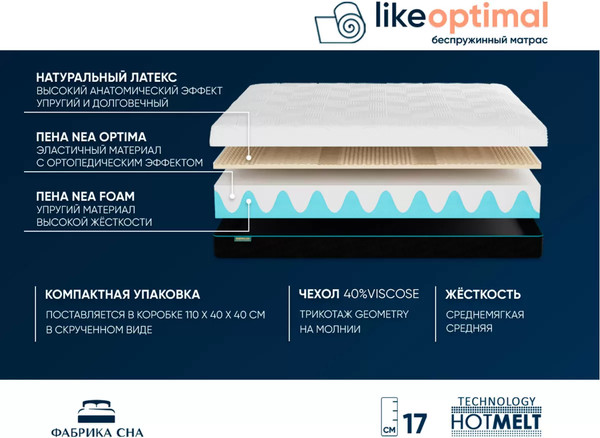Матрас Фабрика сна Like Optimal 80x195