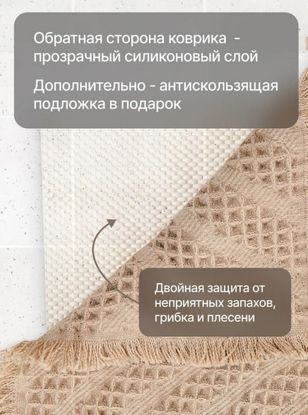 Коврик для ванной Home One Waffle 60x90 / 435524