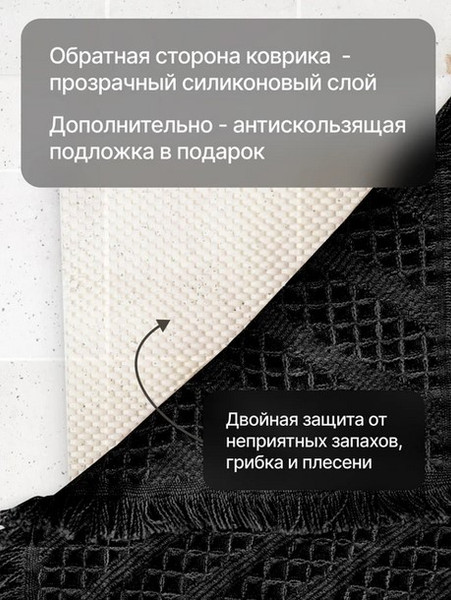 Коврик для ванной Home One Waffle 60x90 / 435522