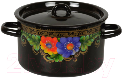Кастрюля СтальЭмаль 1с16с/1 (черный с рисунком)