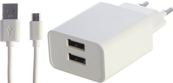 Зарядное устройство сетевое Bingo B2-U2, 2.1A с кабелем MicroUSB - фото