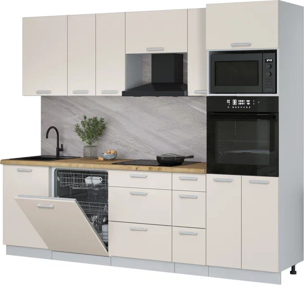 Кухонный гарнитур Интерлиния Мила Лайт 2.6-ПМ1 - фото