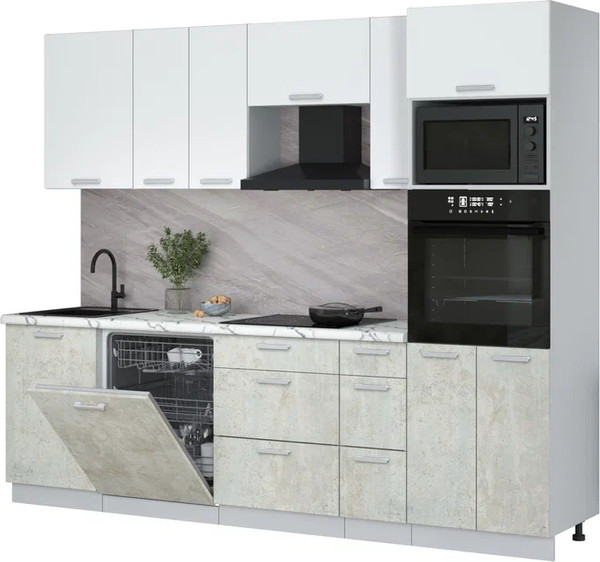 Кухонный гарнитур Интерлиния Мила Лайт 2.6-ПМ1 - фото