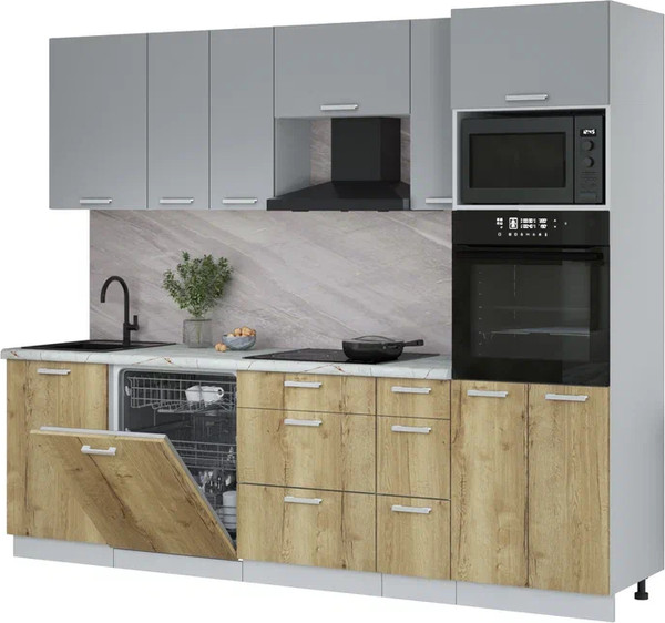 Кухонный гарнитур Интерлиния Мила Лайт 2.6-ПМ1 - фото