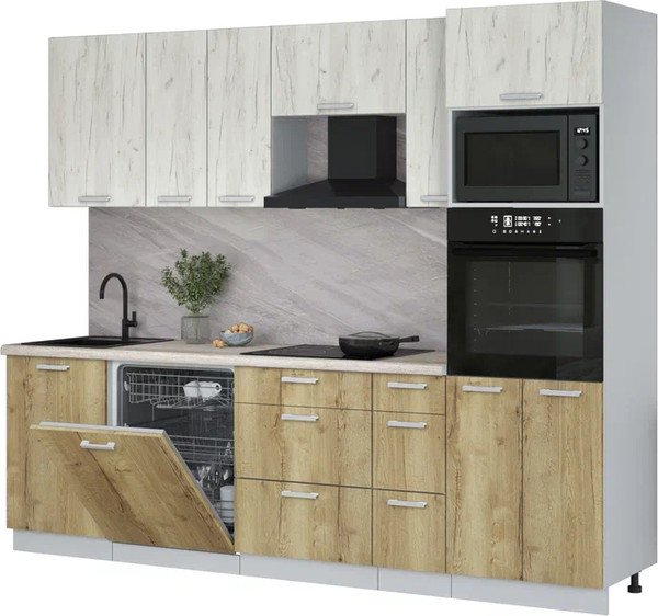 Кухонный гарнитур Интерлиния Мила Лайт 2.6-ПМ1 - фото