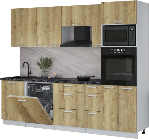 Кухонный гарнитур Интерлиния Мила Лайт 2.6-ПМ1 - фото