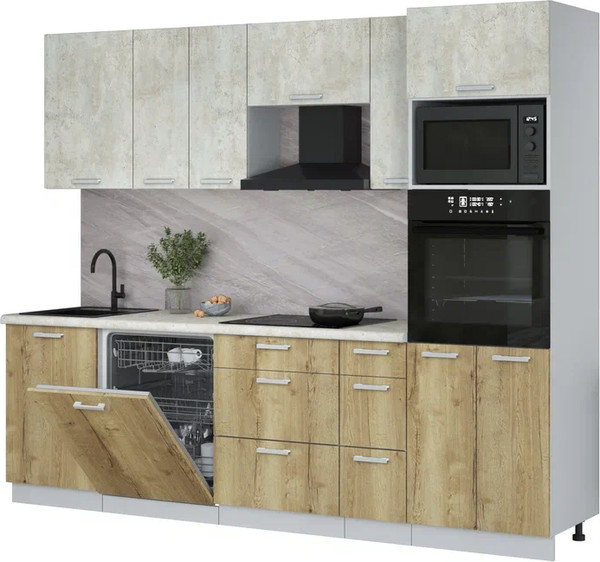 Кухонный гарнитур Интерлиния Мила Лайт 2.6-ПМ1 - фото