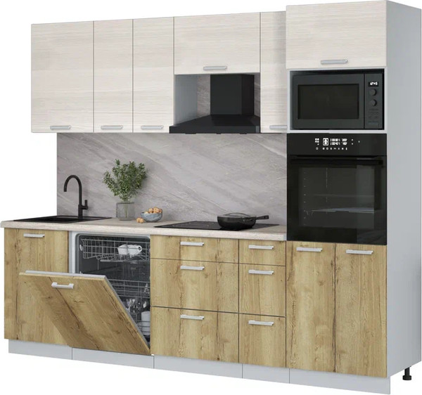 Кухонный гарнитур Интерлиния Мила Лайт 2.6-ПМ1 - фото