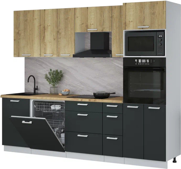 Кухонный гарнитур Интерлиния Мила Лайт 2.6-ПМ1 - фото