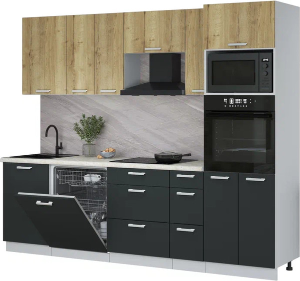 Кухонный гарнитур Интерлиния Мила Лайт 2.6-ПМ1 - фото