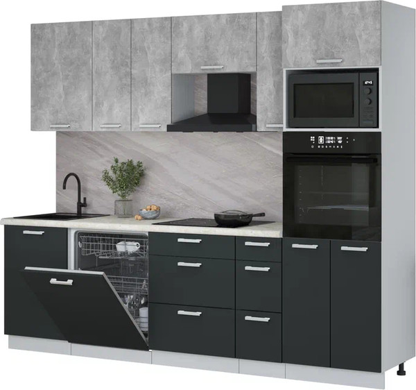 Кухонный гарнитур Интерлиния Мила Лайт 2.6-ПМ1 - фото