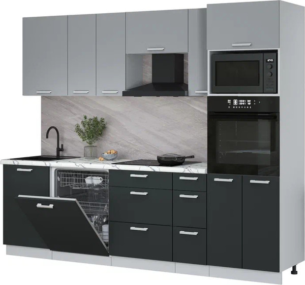 Кухонный гарнитур Интерлиния Мила Лайт 2.6-ПМ1 - фото