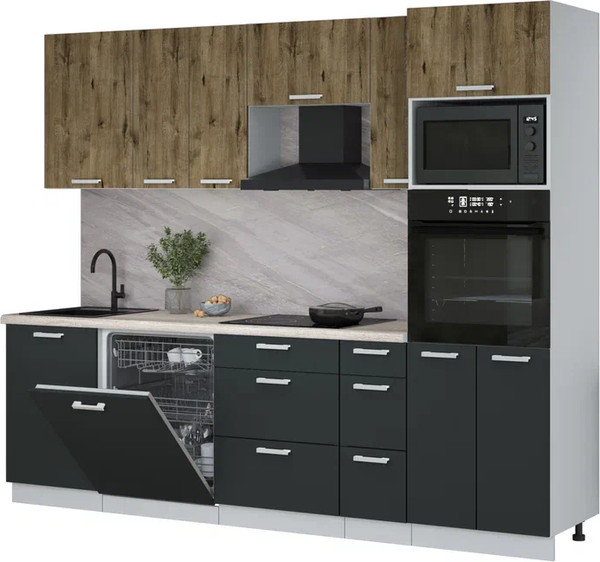 Кухонный гарнитур Интерлиния Мила Лайт 2.6-ПМ1 - фото