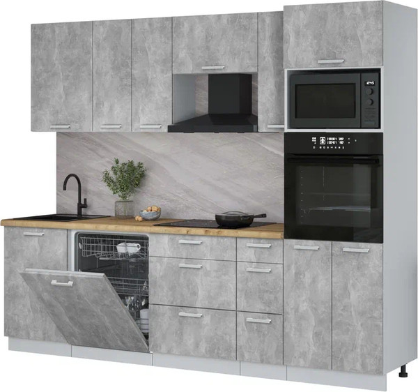 Кухонный гарнитур Интерлиния Мила Лайт 2.6-ПМ1 - фото