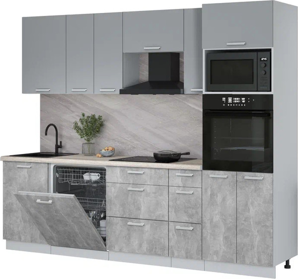 Кухонный гарнитур Интерлиния Мила Лайт 2.6-ПМ1 - фото