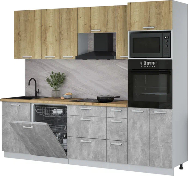 Кухонный гарнитур Интерлиния Мила Лайт 2.6-ПМ1 - фото