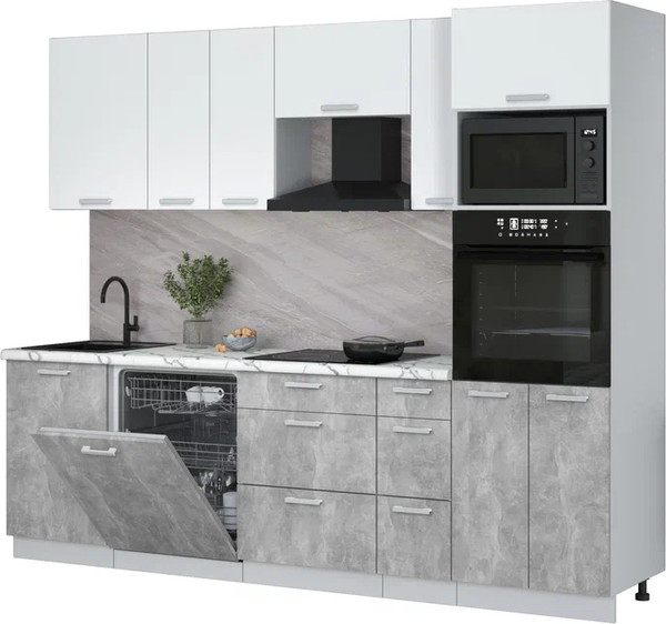 Кухонный гарнитур Интерлиния Мила Лайт 2.6-ПМ1 - фото