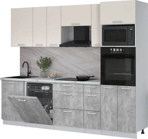 Кухонный гарнитур Интерлиния Мила Лайт 2.6-ПМ1 - фото