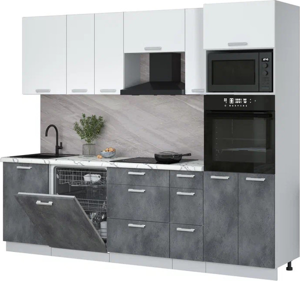 Кухонный гарнитур Интерлиния Мила Лайт 2.6-ПМ1 - фото