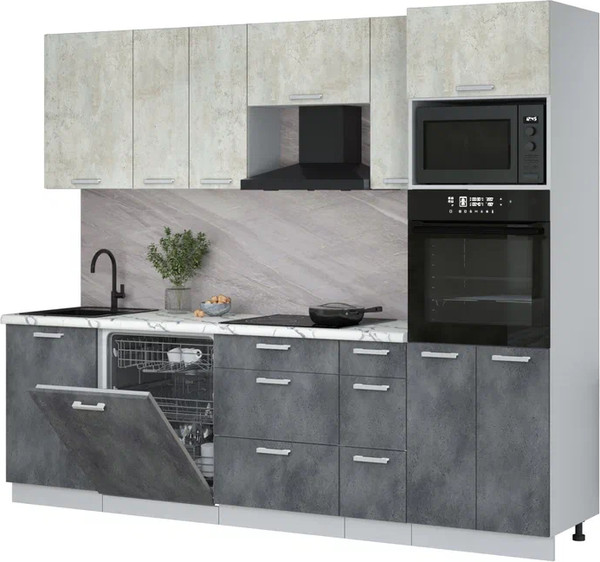 Кухонный гарнитур Интерлиния Мила Лайт 2.6-ПМ1 - фото