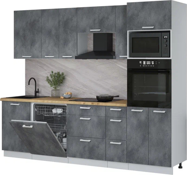 Кухонный гарнитур Интерлиния Мила Лайт 2.6-ПМ1 - фото