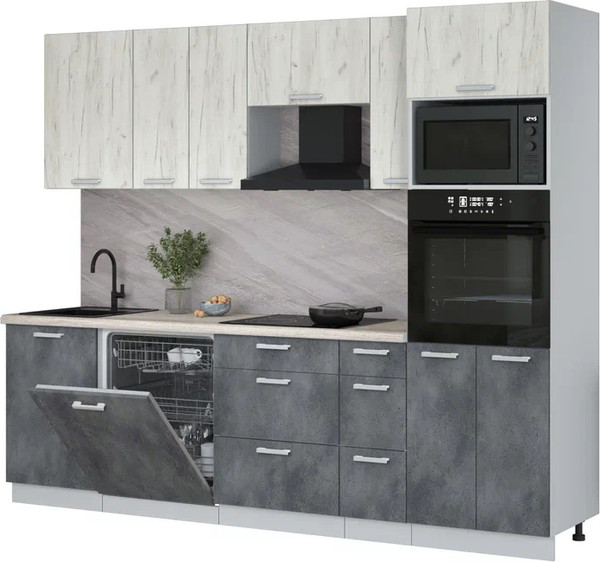 Кухонный гарнитур Интерлиния Мила Лайт 2.6-ПМ1 - фото