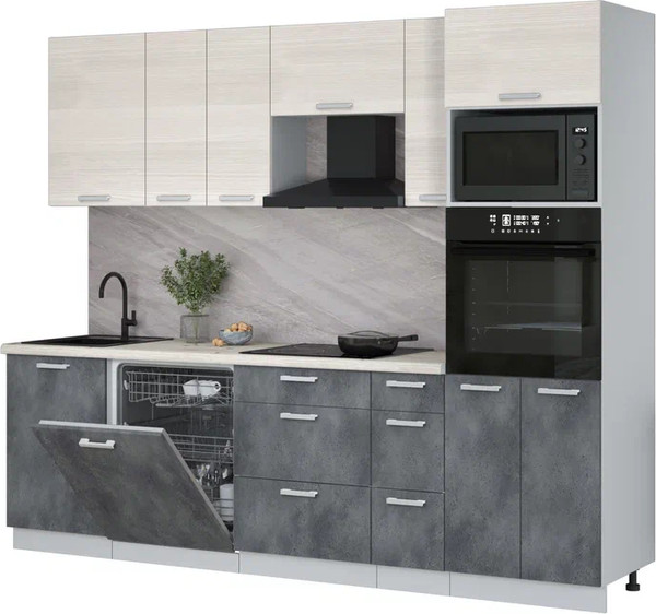 Кухонный гарнитур Интерлиния Мила Лайт 2.6-ПМ1 - фото