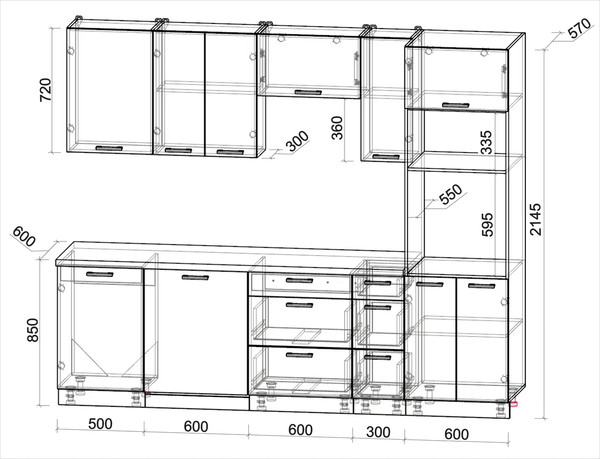 Кухонный гарнитур Интерлиния Мила Лайт 2,6-ПМ1