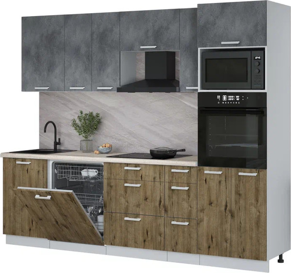 Кухонный гарнитур Интерлиния Мила Лайт 2.6-ПМ1 - фото