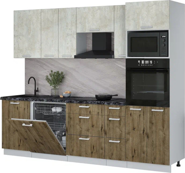 Кухонный гарнитур Интерлиния Мила Лайт 2.6-ПМ1 - фото