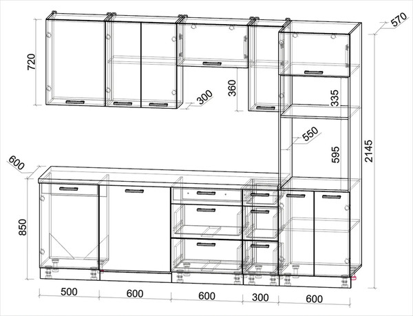 Кухонный гарнитур Интерлиния Мила Лайт 2.6-ПМ1