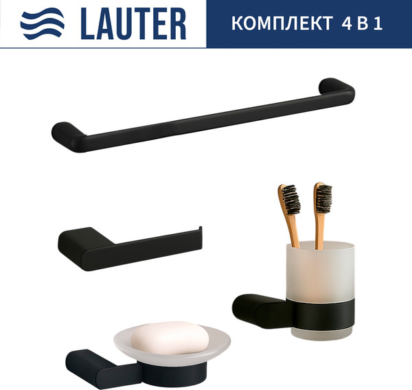 Набор аксессуаров для ванной и туалета Lauter 21SH1062 + 21SH1052 + 21SH1102 + 21SH70102 - фото