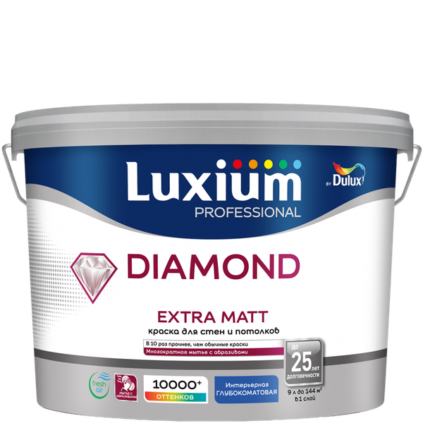Краска Dulux Luxium Prof Diamond Extra Matt BW - фото
