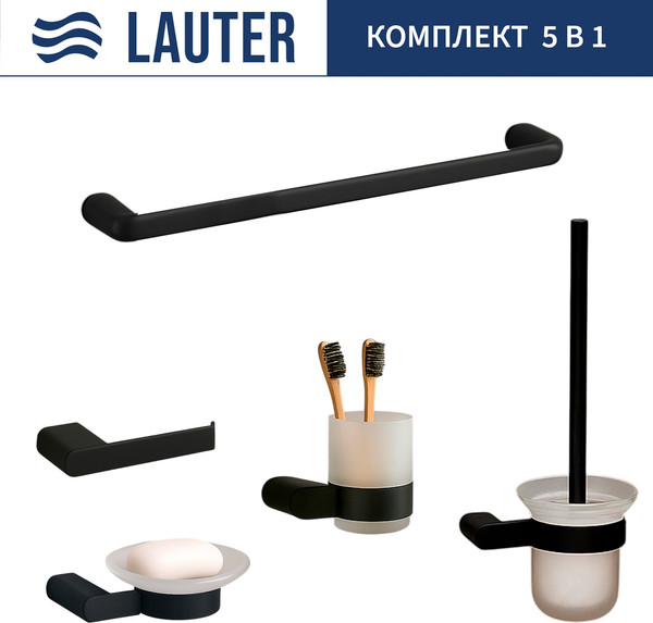 Набор аксессуаров для ванной и туалета Lauter 21SH1062 + 21SH1052 + 21SH1102 + 21SH70102 + 21SH1112 - фото