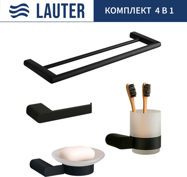 Набор аксессуаров для ванной и туалета Lauter 21SH1062 + 21SH1052 + 21SH1102 + 21SH7022 - фото