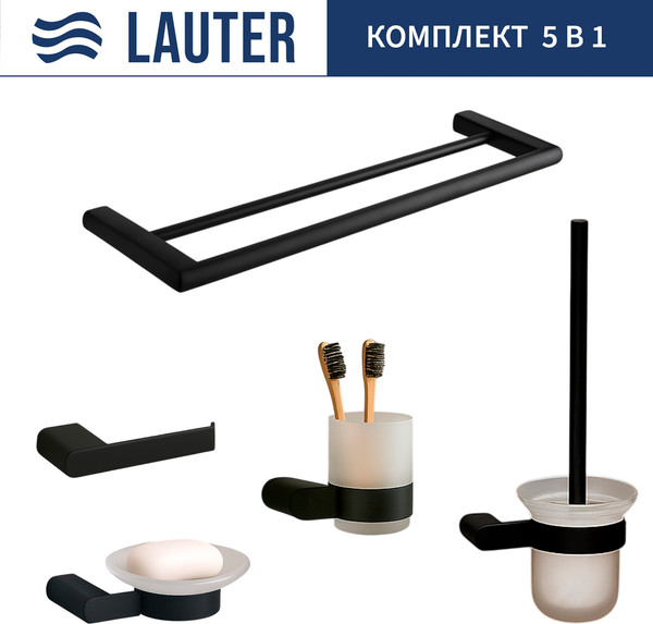 Набор аксессуаров для ванной и туалета Lauter 21SH1062 + 21SH1052 + 21SH1102 + 21SH7022 + 21SH1112 - фото
