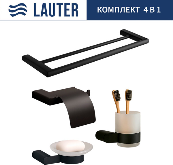 Набор аксессуаров для ванной и туалета Lauter 21SH1062 + 21SH1052 + 21SH110А2 + 21SH7022 - фото