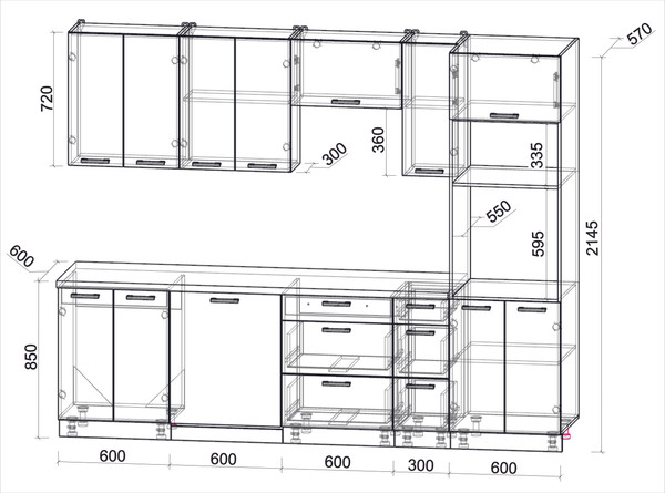 Кухонный гарнитур Интерлиния Мила Лайт 2.7-ПМ1