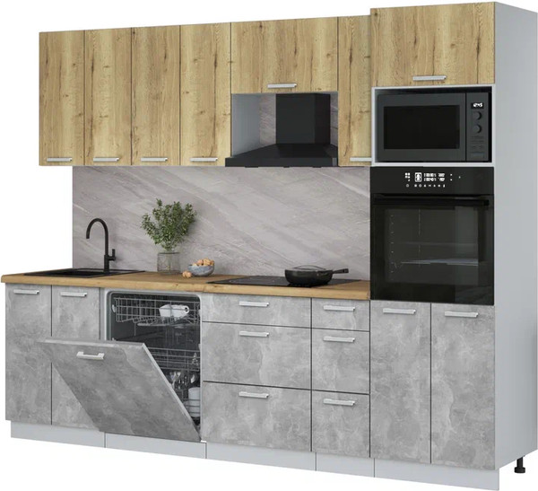 Кухонный гарнитур Интерлиния Мила Лайт 2.7-ПМ1 - фото