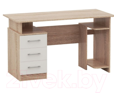 Компьютерный стол Империал Гарвард 3ящ 130 (дуб сонома/белый) - фото